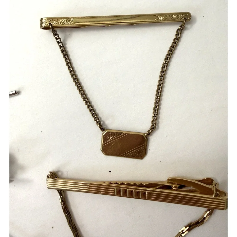 Lot Of 5 Vintage Tie Bars Tie Tack Men's Hickok, Simmon, Sterling Silver Signed
